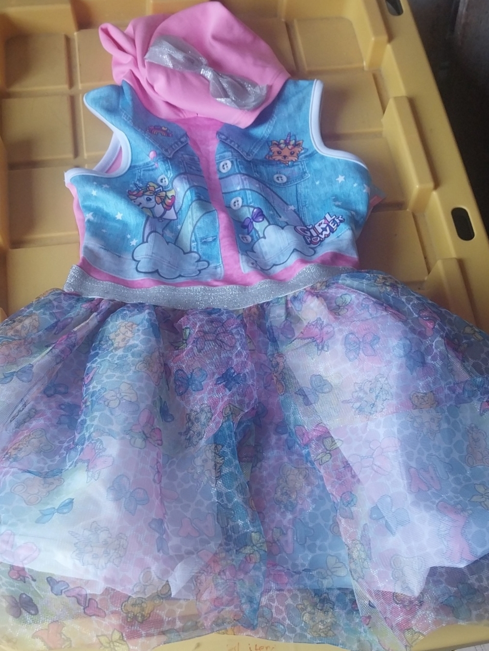 Nickelodeon Pink & Blue Unicorn Tulle Dress with Hood